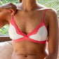 Free Spirited Plunge Bra (Coral Pink - Ivory White)