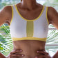 Up The Game Mesh Sports Bra (Ivory White - Yellow)
