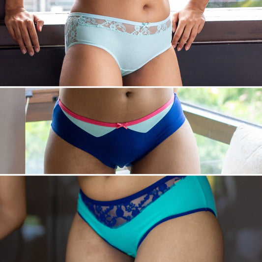 Shades of Blue Cotton Panty Combo (Pack of 3)